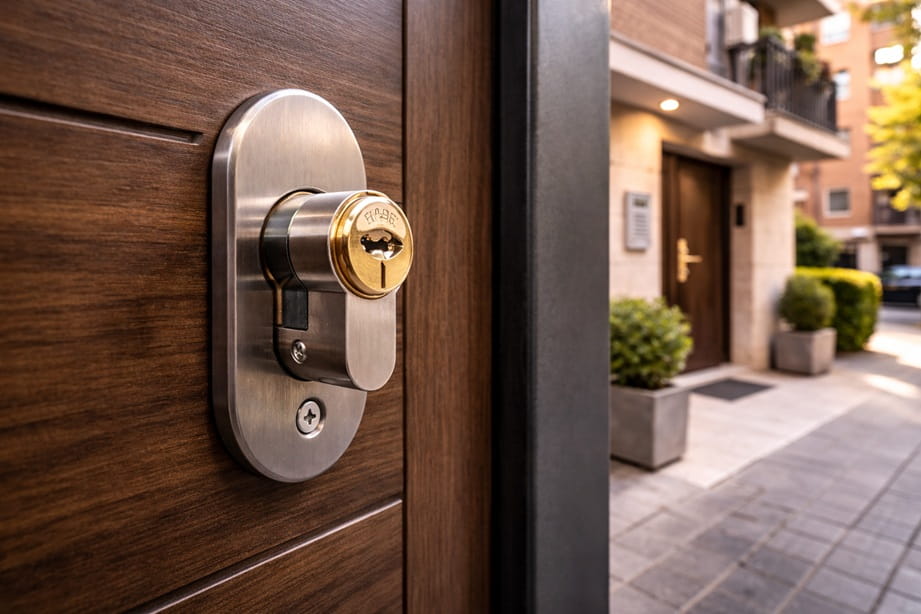 Cerradura anti bumping instalada en puerta de seguridad en Valladolid
