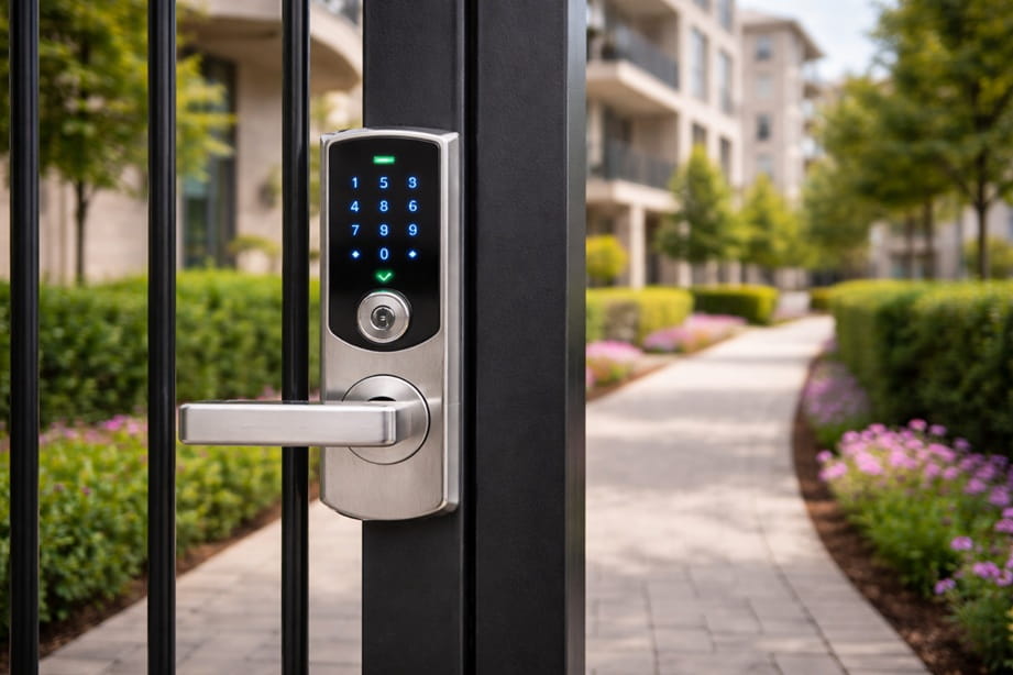 Portal de comunidad con cerradura de seguridad en Valladolid