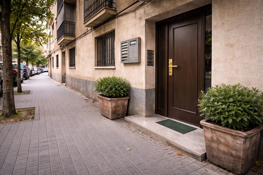 Portal tradicional en Barrio España Valladolid con cerradura de seguridad