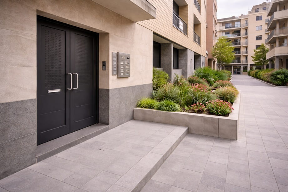 Portal moderno en Camino de la Esperanza Valladolid con puerta de segu