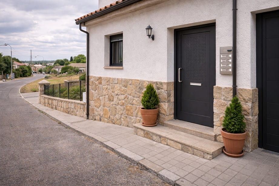 Casa en La Overuela Valladolid con puerta metálica de seguridad