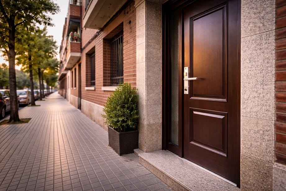 Portal comunitario en La Victoria Valladolid con puerta de seguridad instalada