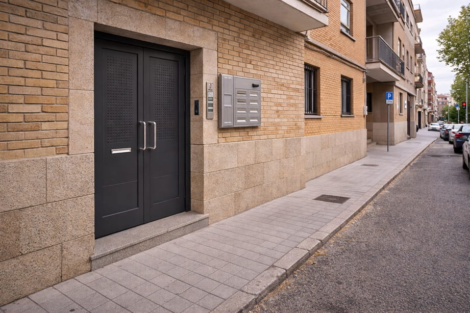 Portal urbano en Renedo Valladolid con puerta de seguridad