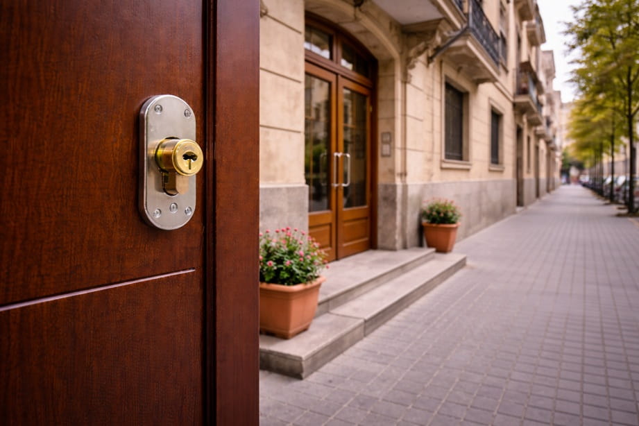Portal urbano en San Miguel Valladolid con puerta de seguridad