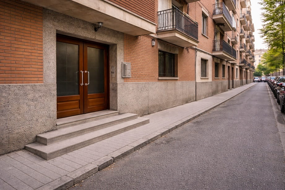 Portal residencial en Vadillos Valladolid con cerradura de seguridad